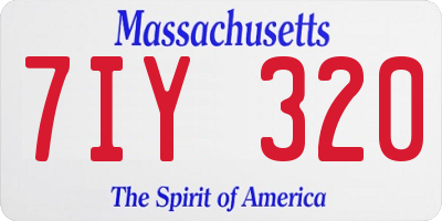 MA license plate 7IY320
