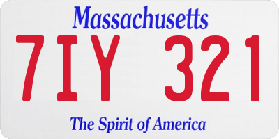 MA license plate 7IY321