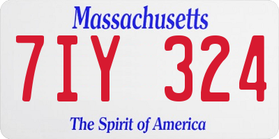 MA license plate 7IY324