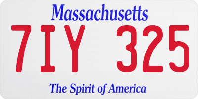 MA license plate 7IY325
