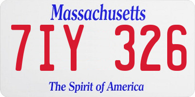 MA license plate 7IY326