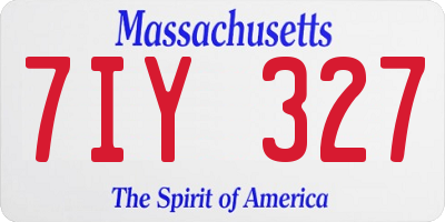 MA license plate 7IY327