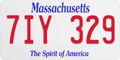MA license plate 7IY329