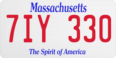 MA license plate 7IY330