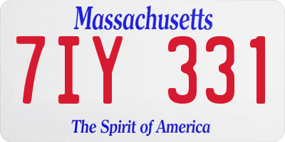 MA license plate 7IY331