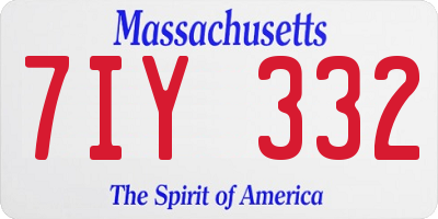 MA license plate 7IY332