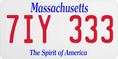 MA license plate 7IY333