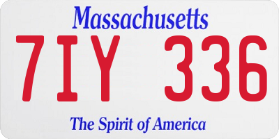 MA license plate 7IY336