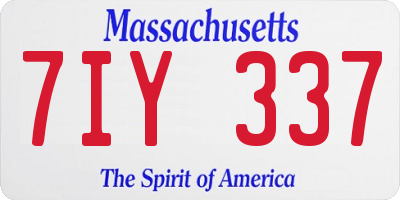 MA license plate 7IY337