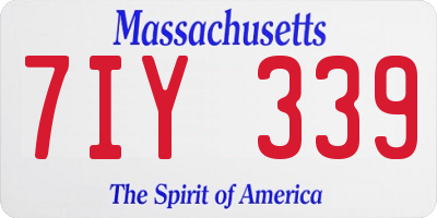 MA license plate 7IY339