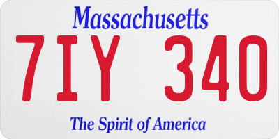 MA license plate 7IY340