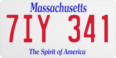 MA license plate 7IY341