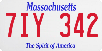 MA license plate 7IY342