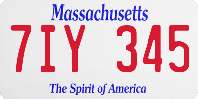 MA license plate 7IY345