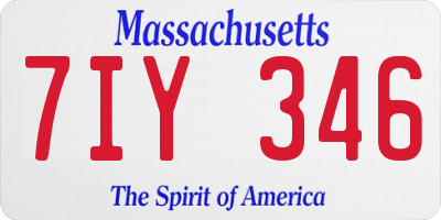 MA license plate 7IY346