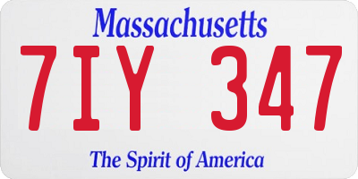 MA license plate 7IY347