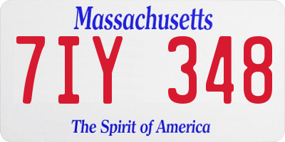 MA license plate 7IY348