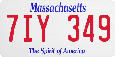 MA license plate 7IY349