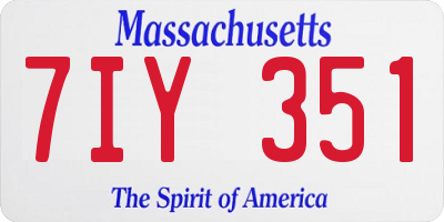 MA license plate 7IY351