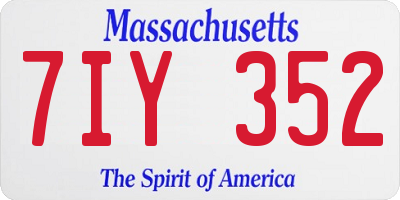 MA license plate 7IY352