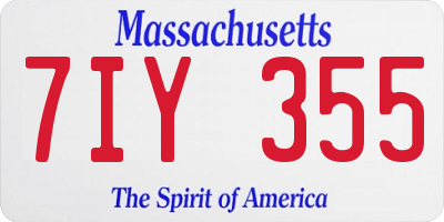 MA license plate 7IY355