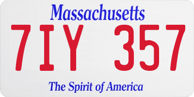 MA license plate 7IY357