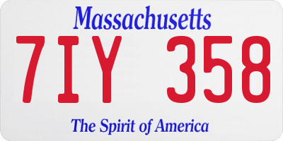 MA license plate 7IY358