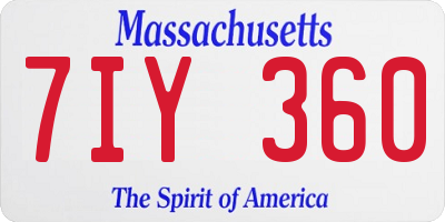 MA license plate 7IY360