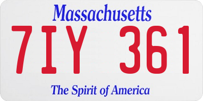 MA license plate 7IY361