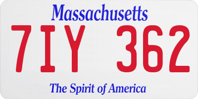 MA license plate 7IY362