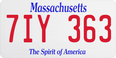 MA license plate 7IY363