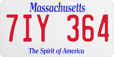 MA license plate 7IY364