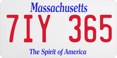 MA license plate 7IY365