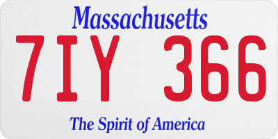 MA license plate 7IY366