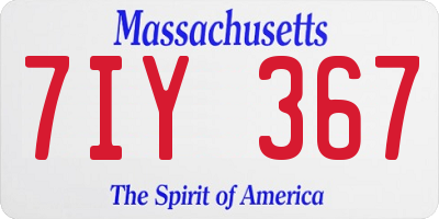 MA license plate 7IY367