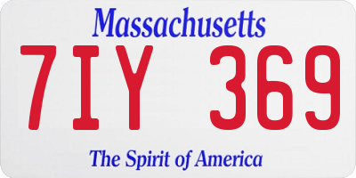 MA license plate 7IY369