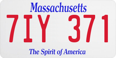 MA license plate 7IY371