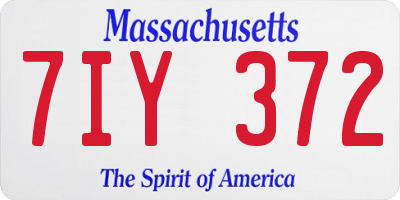 MA license plate 7IY372