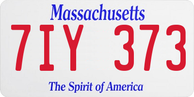 MA license plate 7IY373
