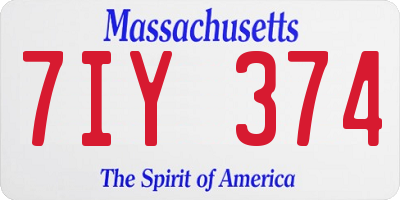 MA license plate 7IY374