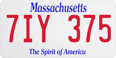 MA license plate 7IY375