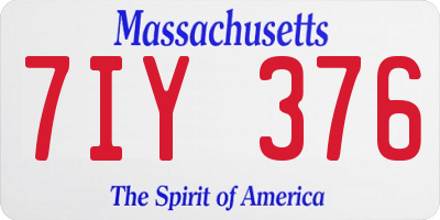 MA license plate 7IY376