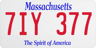 MA license plate 7IY377