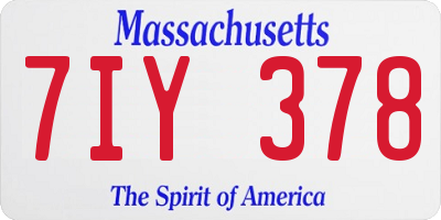 MA license plate 7IY378
