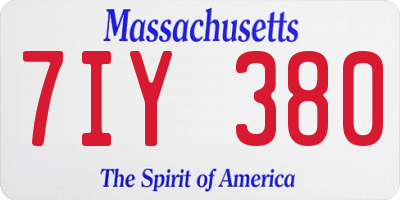 MA license plate 7IY380