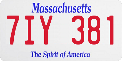 MA license plate 7IY381