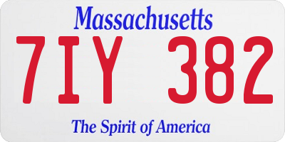 MA license plate 7IY382