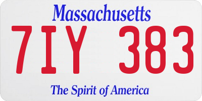 MA license plate 7IY383