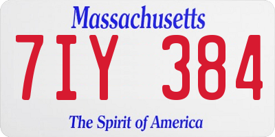 MA license plate 7IY384