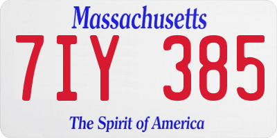 MA license plate 7IY385